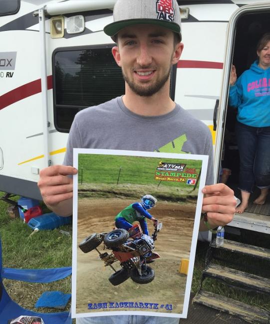 Zach Kaczmarzyk was pumped to win the www.racedaypix.com “best whip” picture.