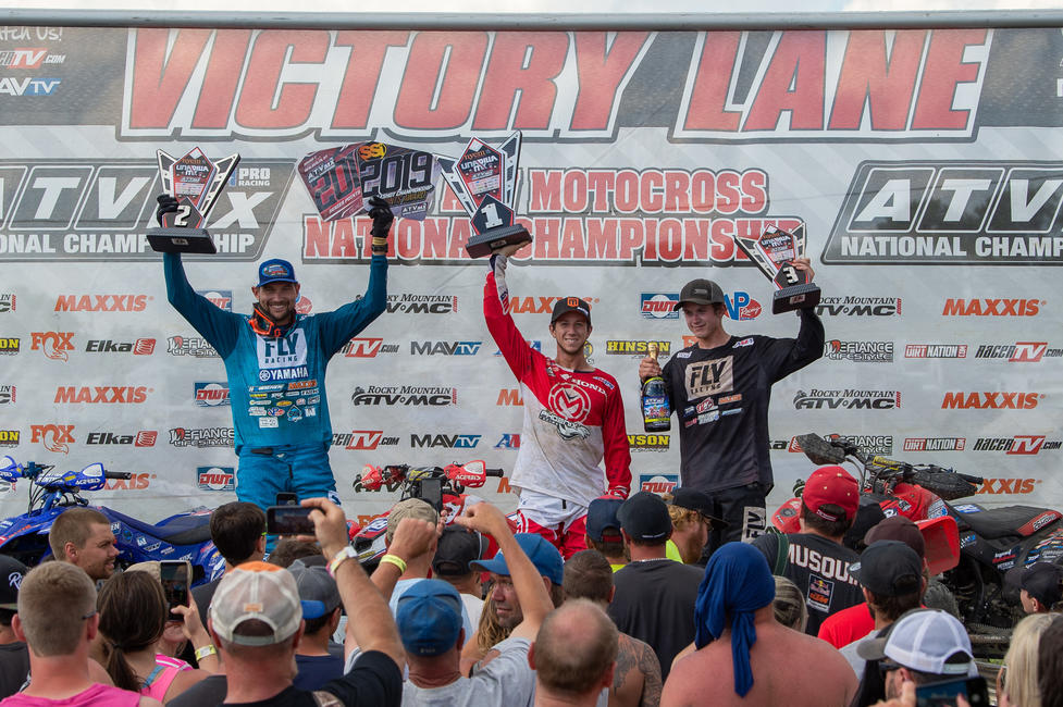Joel Hetrick (center), Chad Wienen (left) and Brandon Hoag (right) rounded out the overall AMA Pro ATV podium in New York.