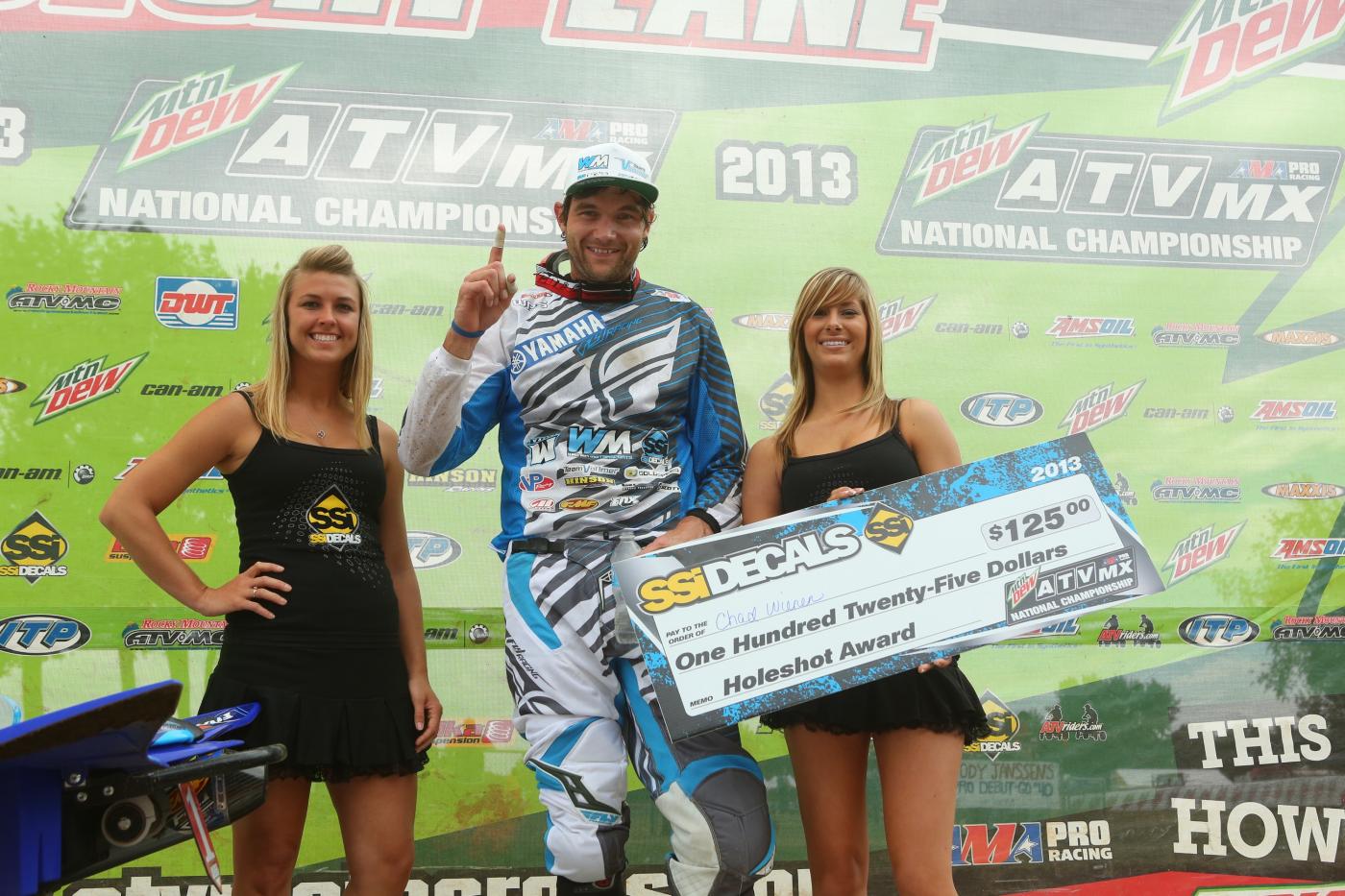Chad Wienen grabbed moto 1 SSi Decals Holeshot Award.