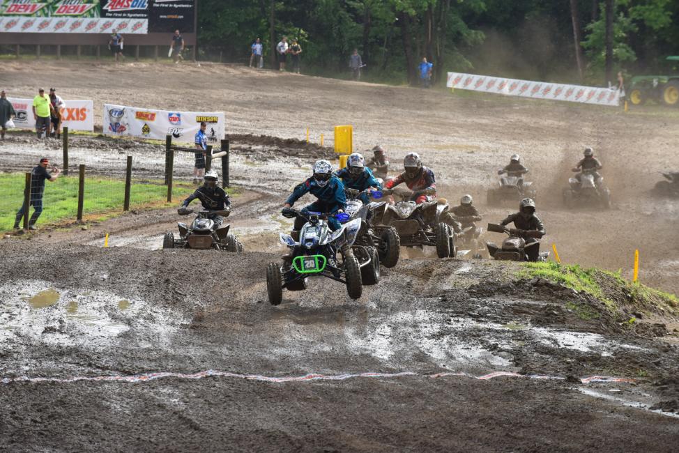 Moto 2 was quite different than moto 1, thanks to some rainy conditions... Josh Upperman captured the holeshot!