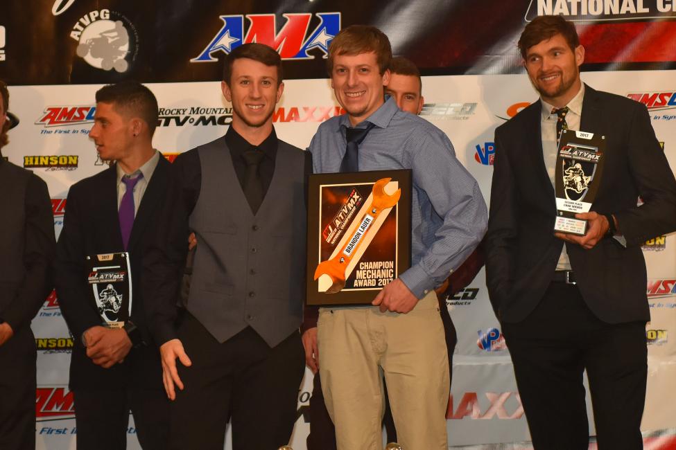 Mechanic of the Year went to Brandon Lauer who is newly crowned AMA Pro ATV Champion Joel Hetrick's mechanic.