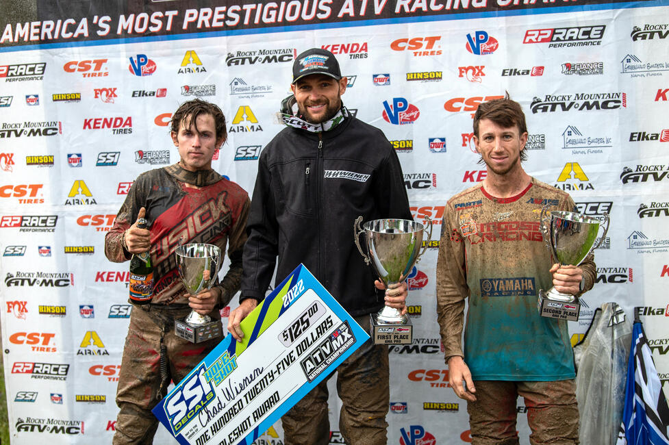 Chad Wienen (center), Joel Hetrick (right) and Brandon Hoag (left) rounded out the Ironman ATVMX Top Three.