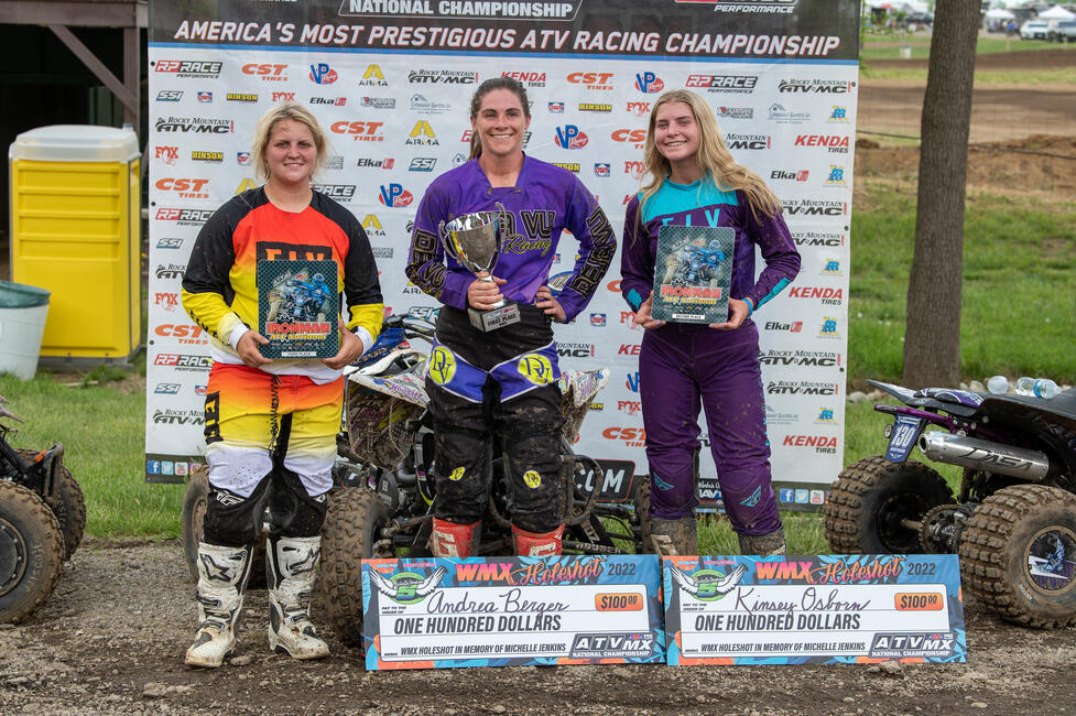Andrea Berger (center), Kinsey Osborn (right) and Niamh Shaw (left) rounded out the WMX Top Three. 