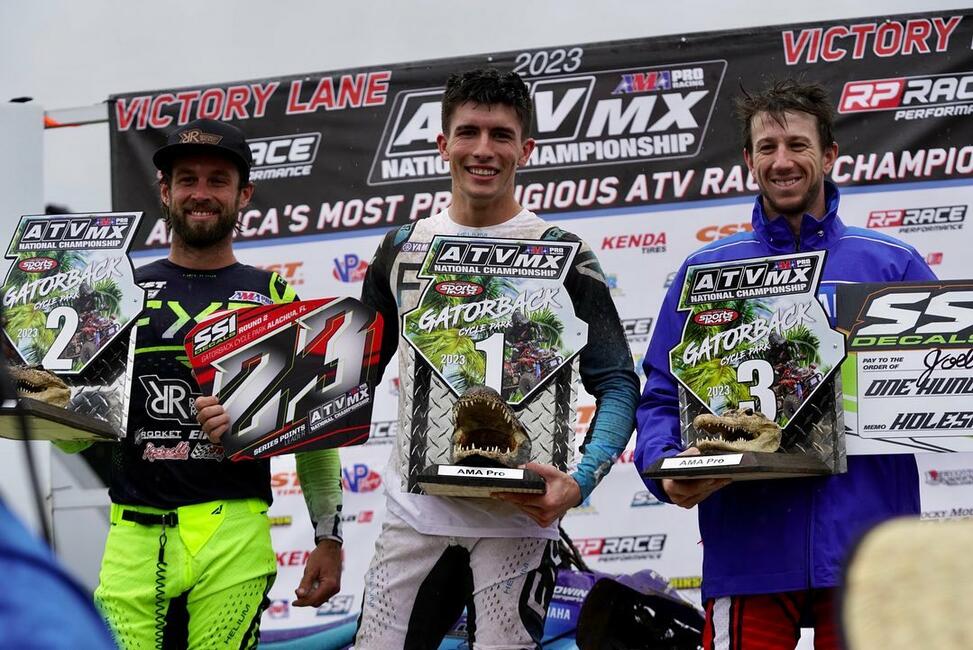 Bryce Ford (center), Jeffrey Rastrelli (left) and Joel Hetrick (right) rounded out the top three overall at Gatorback Cycle Park.