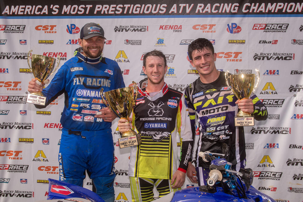 Hetrick (center), Wienen (left) and Ford (right) rounded out the top three AMA Pro Ironman ATVMX National finishers.