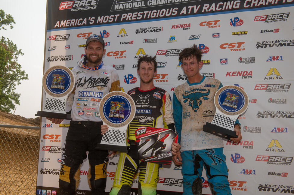 Joel Hetric (center), Chad Wienen (left) and Brandon Hoag (right) rounded out the top three AMA Pro overall finishers.