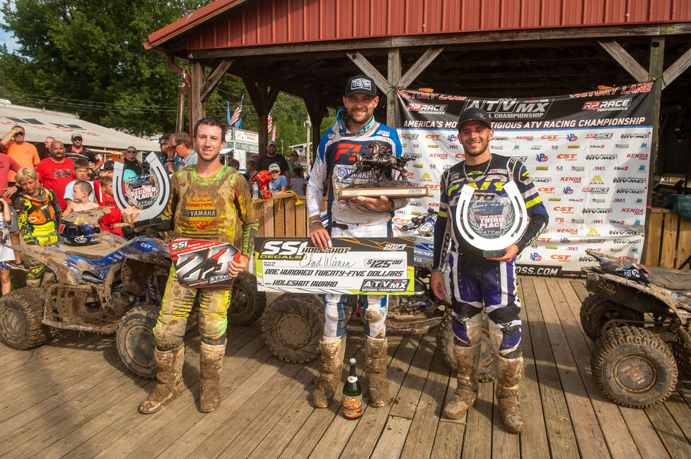 Chad Wienen (center), Joel Hetrick (left) and Nick Gennusa (right) rounded out the top three Loretta Lynn's ATVMX National finishers.
