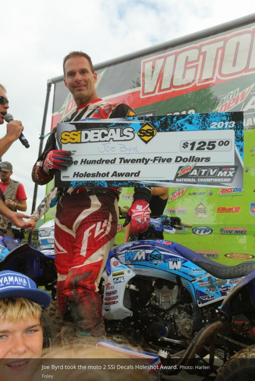 Joe Byrd in 2013 after earning a moto holeshot award